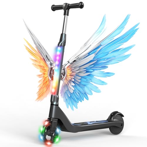 Patinete eléctrico TST para niños de 6 a 12 años, Patinete con Altura Ajustable, Patinete Infantil y Adolescente con Ruedas Flash y Luces de Cubierta, máximo 6 mph y 6 Miles Long Range E