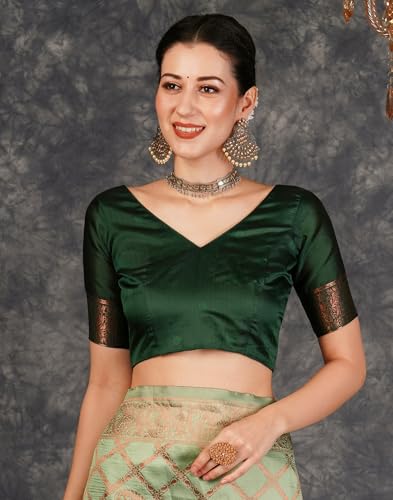 SIRIL Women's Banarasi Jacquard Soft Kanjeevaram Saree With Unstitched Blouse Piece - Image 4