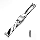 TOMIYOY 18mm 19mm 20mm jubilee stainless steel metal watch band strap bracelet,solid 316L Watch band fit for rlx skx watch (20mm, silver)