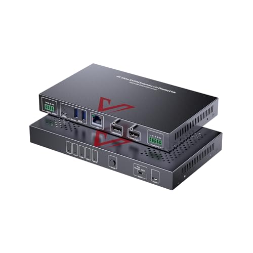 Image of AV Access 4K USB C KVM Extender Dual Monitors 2 Hosts for Conference Room, 1G Ethernet, 100W PD Charging, USB 3.2, Switch Between 1 Laptop & 1 Desktop, PoH, Over Cat6a /7 Upto 100m /330ft