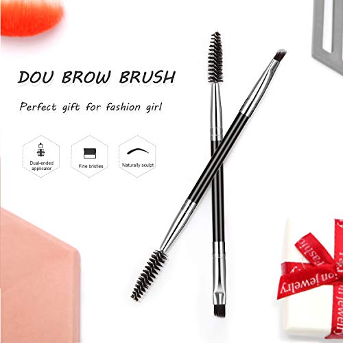 12 Packs Duo Eyebrow Brush, Spoolie Brush And Angled Brow Brush, Multi-Functional Mini Eyelash Brush For Tinting Angled Eyebrow, Suitable For Cream Gel (Silver) #TOP1