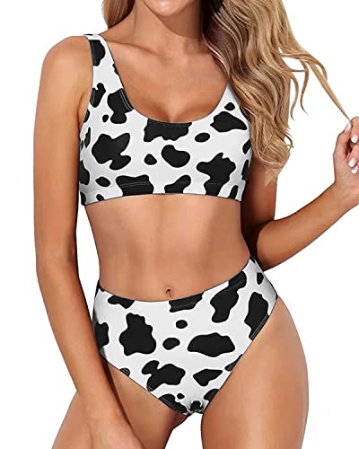 Image of Sporty Bikini Set Two Piece High Waisted Swimsuit Athletic Bathing Suit | Sporty,High Waisted Bottom,U-back,Removable Cups,Athletic,Quick Dry
