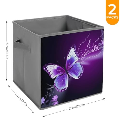 Boîte de rangement pliable papillon violette empilable pour placard