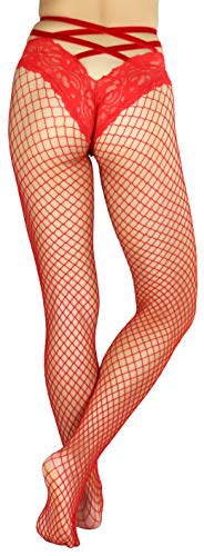 Image of ToBeInStyle Women's Fence Net Lace Boyshort Fishnet Pantyhose