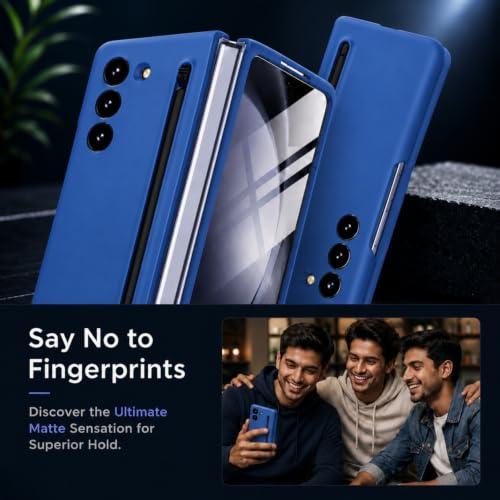 Image of TechTrendz PC Ultra Slim Premium Case For Samsung Galaxy Z Fold 7 Case With Built In Screen Protector With Compact S Pen Holder & Storage Slot,Protective Phone Case For Z Fold 7 Back Cover-Blue