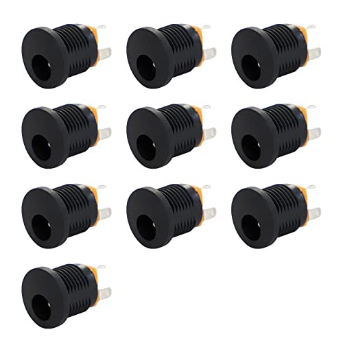 Lot de 10 Mini Jack Prise DC Connecteur Alimentation Fiche à Souder, DC Prise Femelle Filetés 5.5mm x 2.1mm à Souder Cover