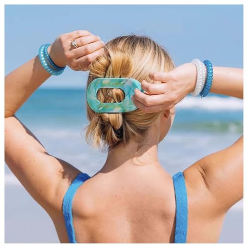 Pinza plana para cabello azul turquesa miniatura 1