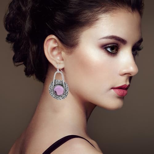 12 Pairs Vintage Geometric Druse Crystal Drop Dangle Earrings Ethnic Style Vintage Boho Jewelry Waterdrop Earrings Jewelry Set for Women2