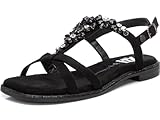 Verschluss: Schnalle XTI Damen-Sandalen mit Schnallenverschluss, Farbe: Braun, Größe 37, Schwarz , 36 EU