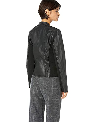 Sebby Collection Women's Faux Leather Jacket with Moto Details and Front Zip Pockets2