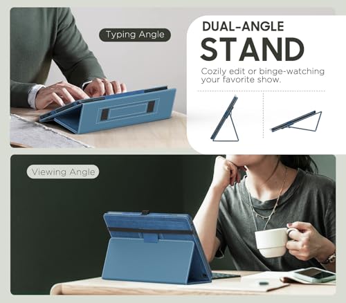 Image of MoKo Case Fits All-New HD 10 & 10 Plus Tablet (13th /11th Generation, 2023 /2021 Release) 10.1 inch - Slim Folding Stand Cover with Auto Wake /Sleep, Blue Vintage Twill