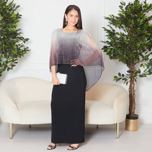 Image of S.L. Fashions Women's Long Ombre Popover Cape Dress