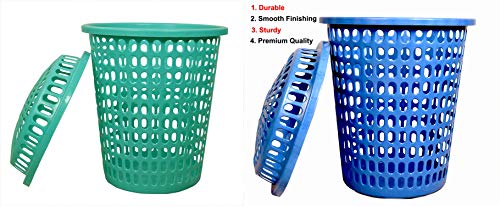 Image of Durable Unbreakable 50 L 2 Laundry Basket with Lid, Cap (Royal Blue, Royal Green)