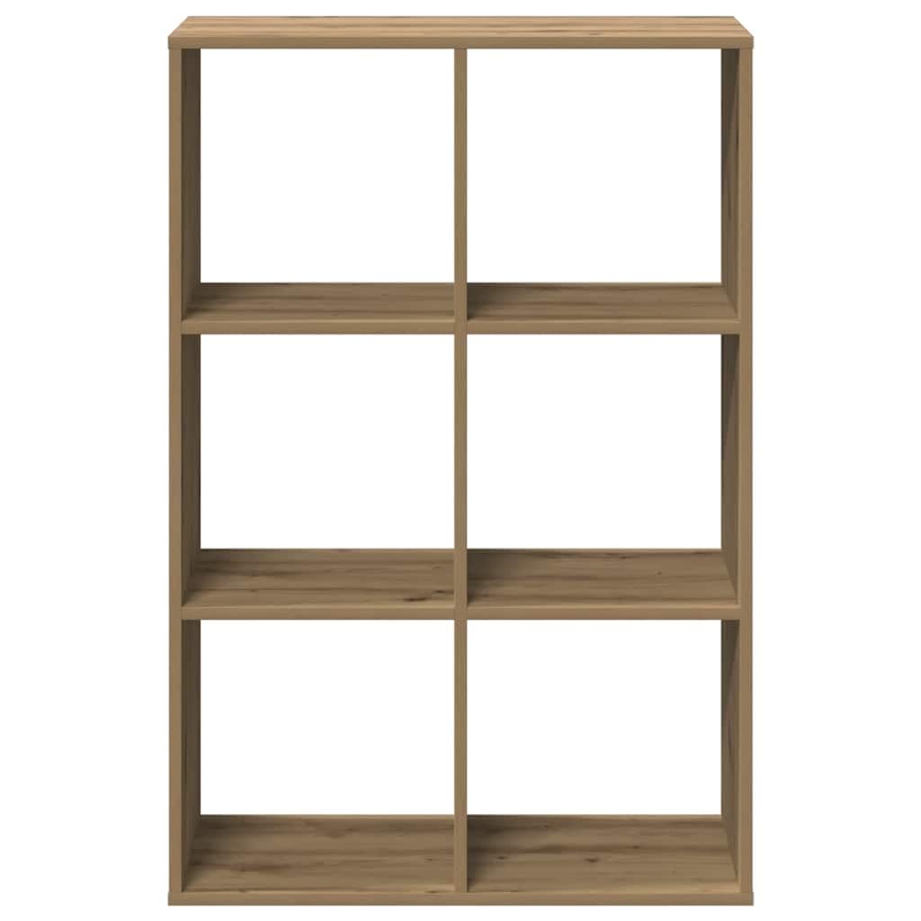 Raumteiler-Bücherregal Artisan-Eiche Holzwerkstoff 69,5x29x103,5 cm 6 Fächer Standregal mit Stauraum für Wohnzimmer Schlafzimmer Büro vielseitig nutzbar
