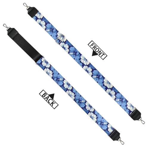 Image of GLENLCWE Blue Hibiscus Flower Wide Purse Strap Replacement Crossbody Adjustable Bag Straps Replacement Handbag Shoulder Strap