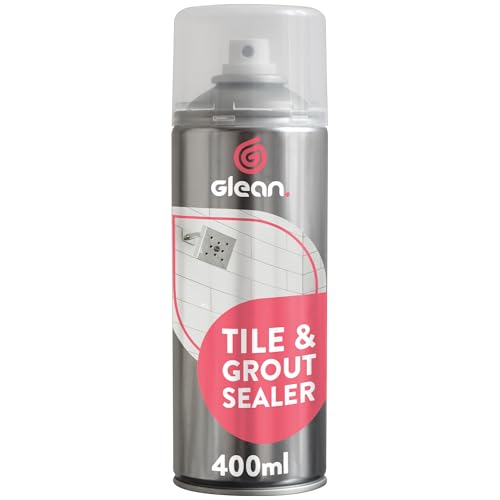 GLEAN Tile & Grout Sealer Spray | 400ml | Clear Waterproof Sealant for Coloured & White Grout | Kitchen & Bathroom Use | Protects From Mould Stains Grease & Dirt | Quick-Drying Lasting Protection