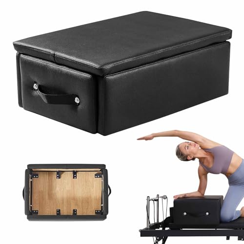 HSSTYLE Scatola da seduti per Pilates Reformer di Box Pilates Reformer per Palestra Domestica Uso Professionale in Studio per Esercizi di Pilates,Nero