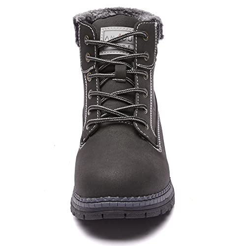 ANJOUFEMME Womens Hiking Snow Winter Boots - Waterproof Work Ankle Boots for Women Comfortable Warm Fur Boots for Backpacking Cycling FNW19-BLACK-8