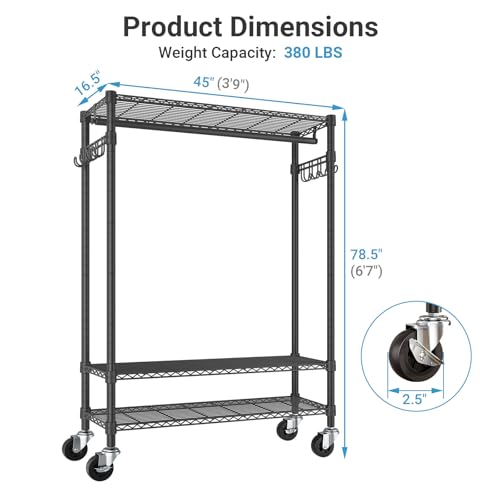 Image of VIPEK R3 Plus Rolling Clothes Rack Heavy Duty Closet for Hanging Clothes