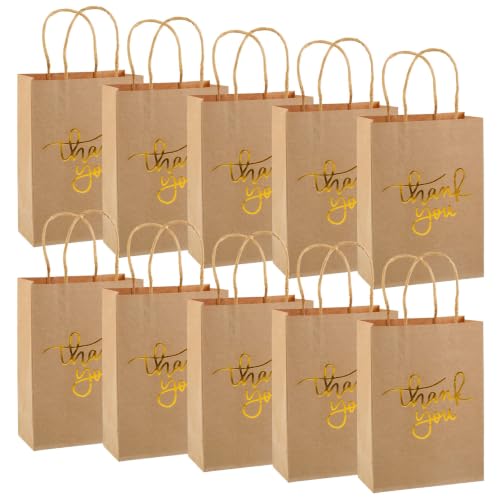 10Pcs Thank You Gift Bags Small Party Bag 15X8X21cm Kraft Paper Gift Bags