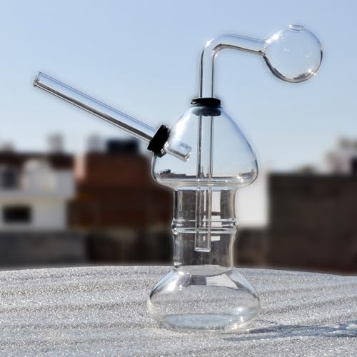 6 Inch Glass Oil Pipe Bong – Transparent Borosilicate Glass Water Pipe with Downstem