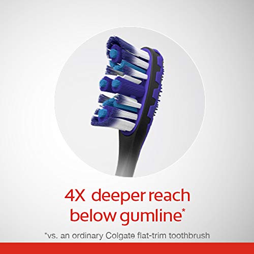 Colgate 360 Advanced Floss Tip Toothbrush, Soft Toothbrush For Adults, 4 Pack #TOP3