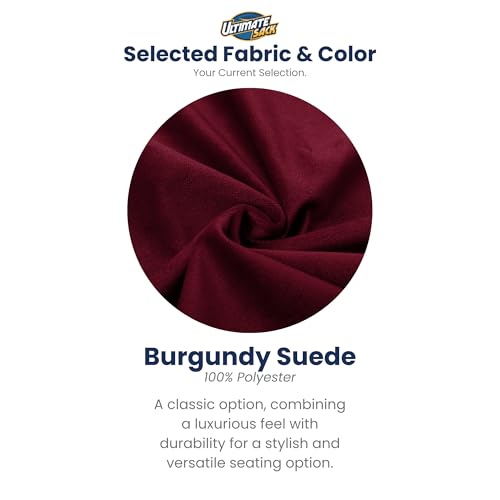 Image of Ultimate Sack 3000 3-Foot Bean Bag Chair, Burgundy Suede Cover - Oversized Foam Lounger, Floor Seat, Small Sofa, or Couch Bed for Living Area, Gaming Room, or Reading Lounge