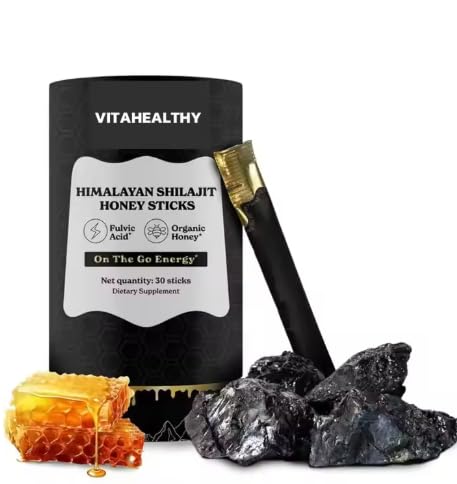 Pure Himalayan Shilajit Sticks with Organic Honey and Saffron. Easy to Consume, These 30 Sticks Support Energy and Immunity, containing 85+ Trace Minerals and Over 75% fulvic Acid.