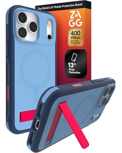 Image of ZAGG Sedona Snap Case with Kickstand for iPhone 17 Pro Max - Blue Royal Ember, Drop Protection (13ft /4m), Multi-Layer Protection, with Camera Button, MagSafe Phone Case with Impact-Absorbing Bumpers