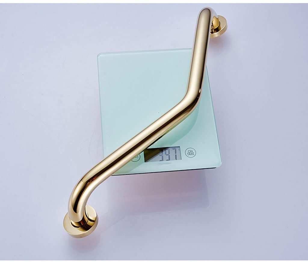 Barra de agarre en ángulo de oro rosa de 45,7 cm para bañeras y duchas, pasamanos de seguridad para personas con discapacidad, ancianos y mujeres embarazadas