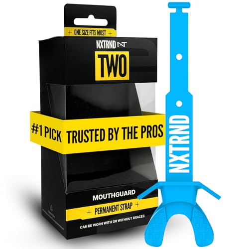 Nxtrnd Two Football Mouth Guard, Football Mouthpiece with Strap, Fits Adult & Youth (Neon Blue)