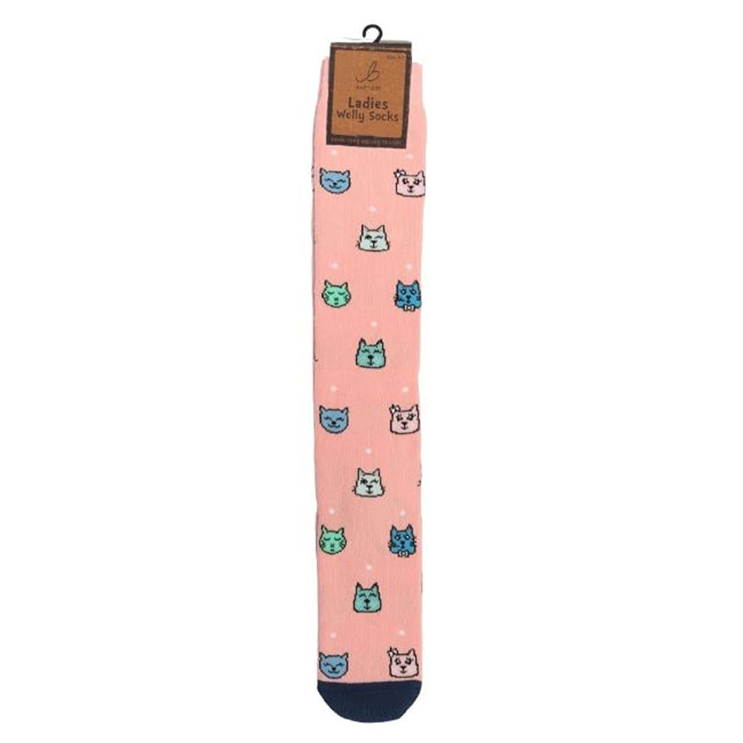 Bartleby Ladies Welly Socks Cartoon Cats