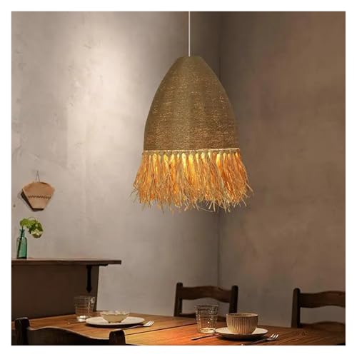 Lustre en rotin fait main rétro XJBTBA suspension chic pour chambre et séjour