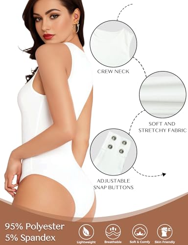 Women's Crew Neck Sleeveless Bodysuits Racerback Halter Tank Top Body Suits for Womens Sexy Going Out Leotards2