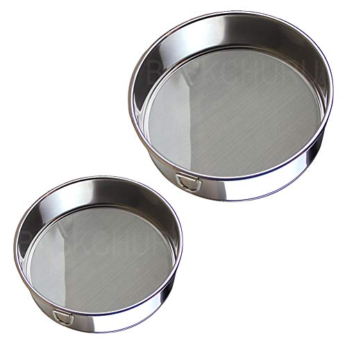 Flour Sifter for Baking (6-Inch and 8-Inch) - Sieve Fine Mesh,Set of 2 (60 Mesh) - Premium Rustproof Stainless Steel