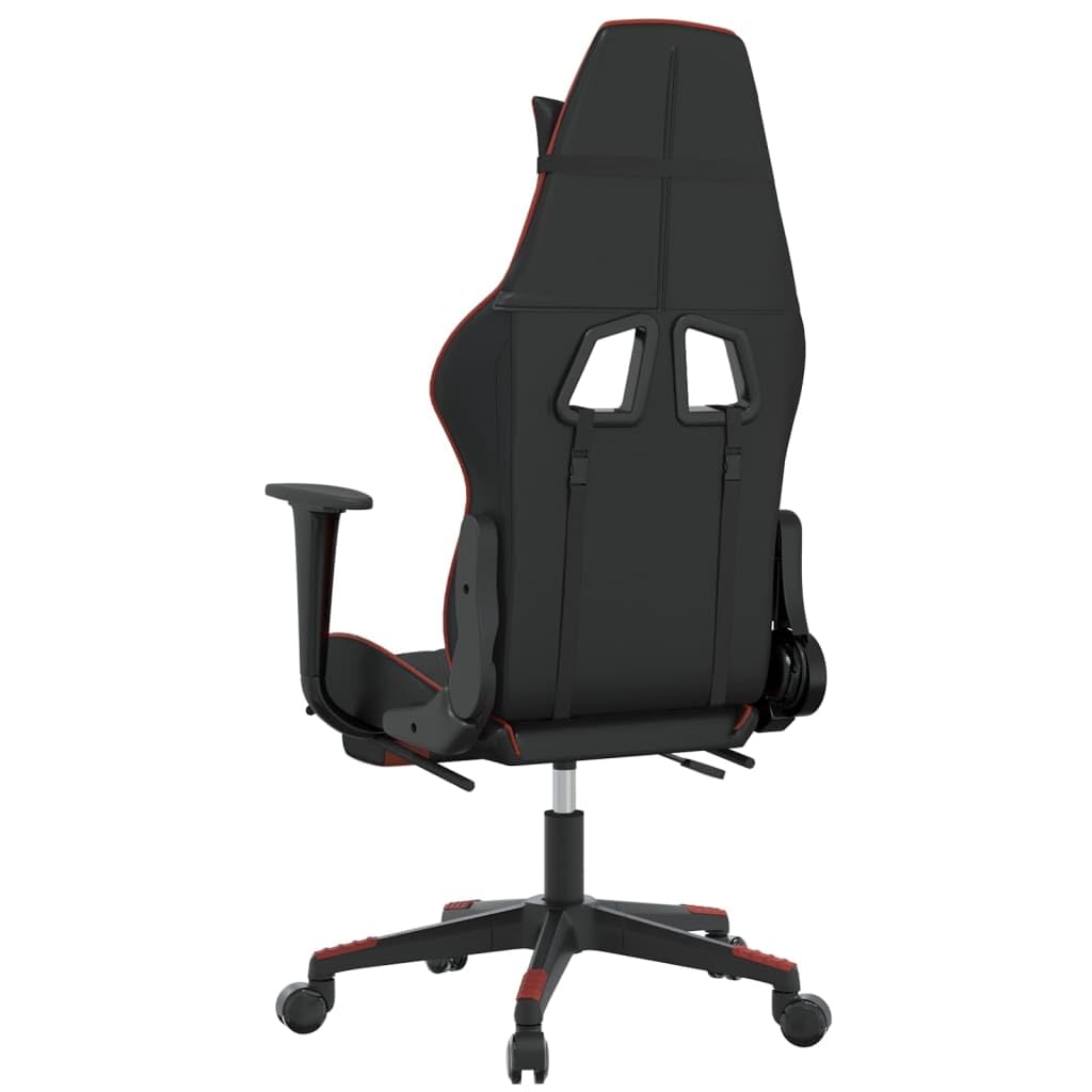 Gaming-Stuhl mit Massage Fußstütze Schwarz Weinrot Kunstleder ergonomisch wippfunktion Rückenlehne höhenverstellbar für Büros Homeoffice Jugend PC Esport