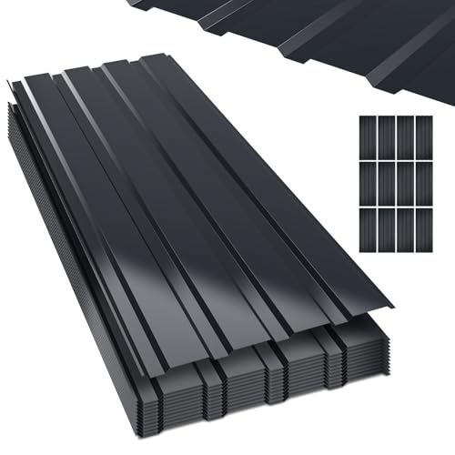 Monucep Tôle ondulée trapézoïdale 12 pièces 115×45 cm – 6,21 m², tôle de toiture en acier de 0,25 mm, résistante aux intempéries et antirouille...