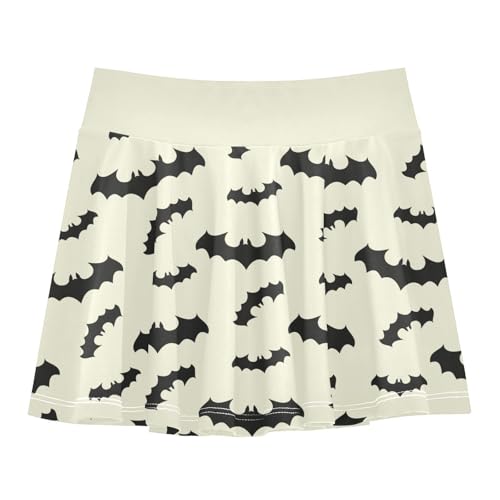 Girls Skorts High Waist Athletic Skirts with Shorts Halloween Bat Stretchy Teens Performance Tennis
