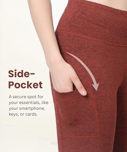 Image of Glamoras Women Polyester Spandex High Waist Gym Legging with Side Pocket, 4-Way Stretch, Squat-Proof, Moisture-Wicking Yoga Pants, Workout Tights for Running, Gym, Fitness, Training, Yoga & Activewear