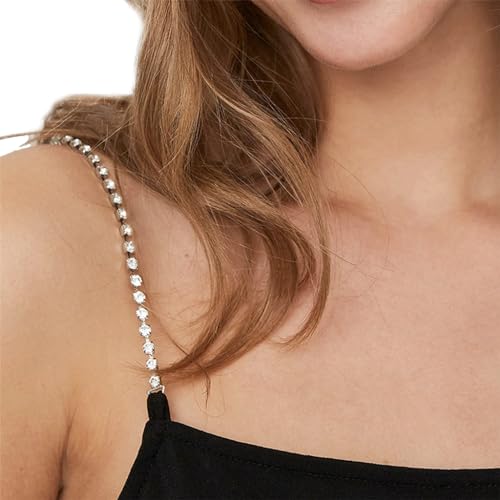 MAYCREATE® 2 Pairs Adjustable Bra Straps for Women, Crystal Beaded Bra Straps Chain, Rhinestone Straps for Bra Women, Shining Lingerie Shoulder Strap for Strapless Dress - Image 5