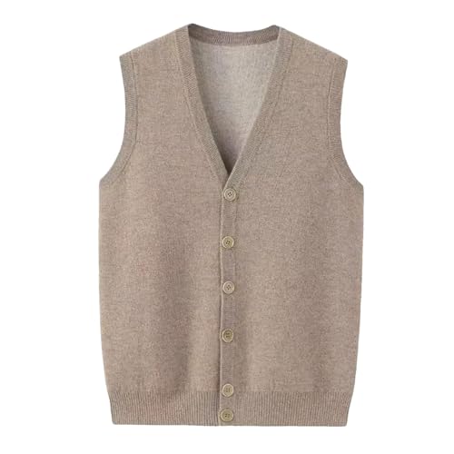Mens V-Neck Cardigan Sleeveless Knitted Wool Vest Thickened Double-Sided Knit Sweater Vest