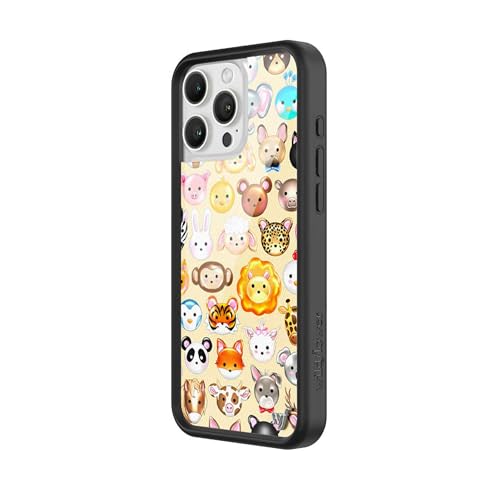 Image of Wildflower Cases - Compatible with iPhone 16 Pro Max | Protective Black Bumper, 6.5ft Drop Test Certified, Women Owned Small Business | Yellow Blue White Zoo Aesthetic Trendy Cute | Animal Kingdom