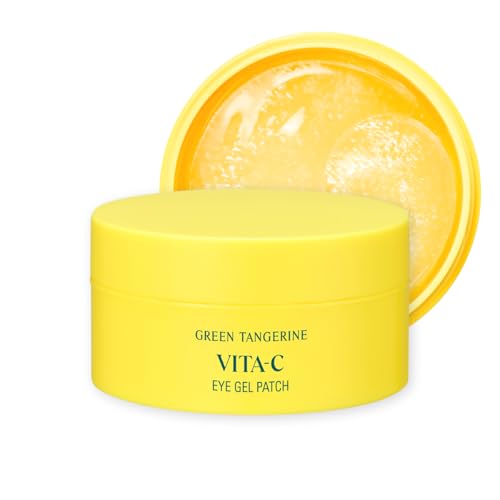 goodal green tangerine vitamin c eye patches 60 sheets  hydrating gel under eye masks for tired puffy eyes korean skincare glass skin look daily self care essentials