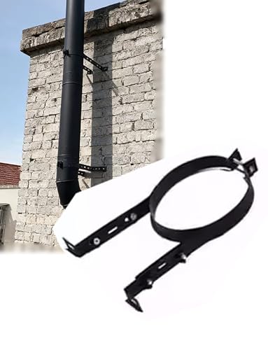 煙突パイプサポートブラケット、ペレットストーブ用ブレースホルダー、壁サポート用調節可能なポータブル暖炉煙突ライナークランプ(Black,18cm)