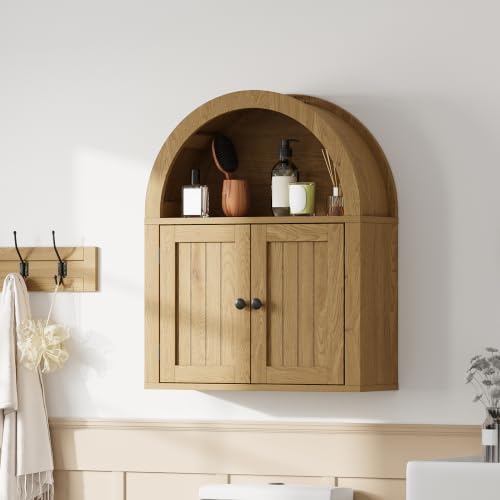 Image of ChooChoo Arched Wall Cabinet, Double Door Medicine Cabinet with Shelf
