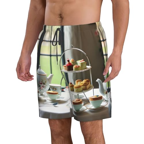 Afternoon Tea Print Stylish Beach Shorts Swim Trunks Lightweight Breathable Summer Outdoor Activities2