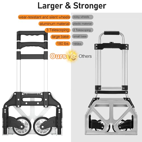 image for DIAMONDFORGE Folding Hand Truck - Aluminum Portable Dolly Cart with Te
