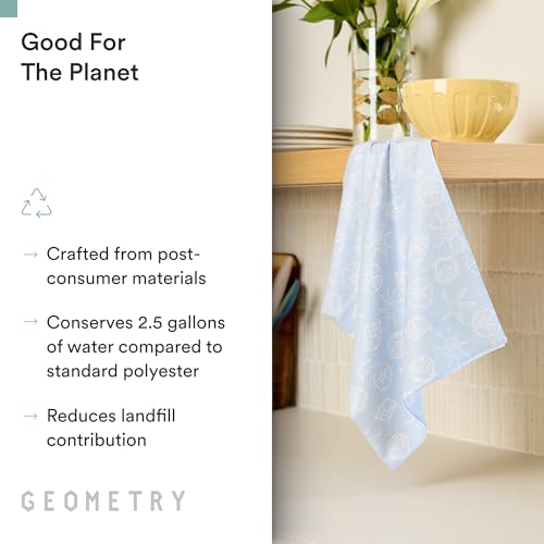 GEOMETRY Tea Towels – Spring & Summer Collection – Quick-Dry, Ultra-Absorbent, Reusable Microfiber Kitchen Towels for Drying & Cleaning - Lobster Bay - 2 Pack — view 3