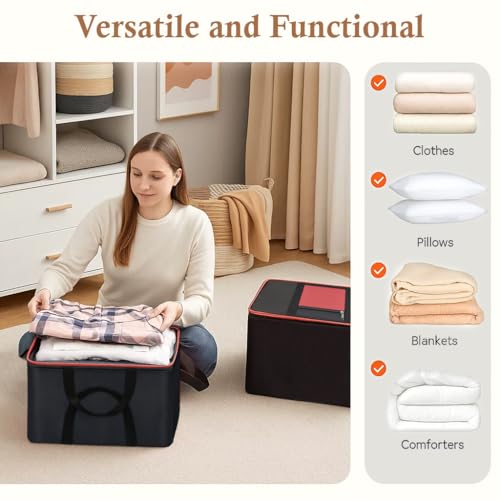 Image of GLUN Multipurpose Underbed Storage Bag, 67L Capacity Pack of 1 with Double-Side Handles, Two-Way Zipper & Front Pocket, Clothing & Blanket Storage Organiser