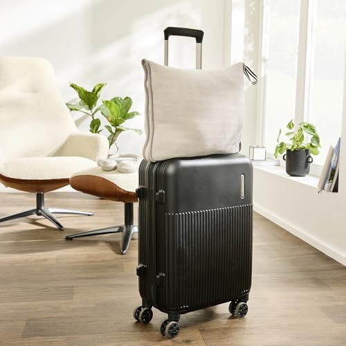 bugatti Reisedecke 130x150 cm - Reisekissen inkl. Decke, kuschelig weich & warm, Flugzeugdecke beige